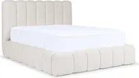 MEBLINI Carlos Polsterbett 200x200 mit Lattenrost - Bubble Bett - Cloud Bett - Marshmallow Bed - Kopfteil Bett mit Stauraum - Betten - 200x200 - Weiß Milch Boucle ohne Matratze