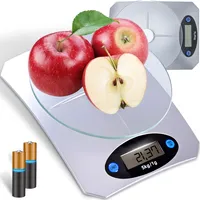 Küchenwaage Digital bis 5kg mit LCD Display Elektronische Waage Feinwaage Digitalwaage Präzision Briefwaage Haushaltswaage Tara Silber Glas Retoo