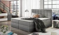 Boxspringbett PRATO Webstoff Hellgrau/ Kunstleder Hellgrau 180x200cm