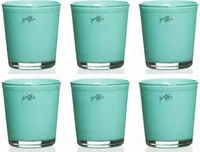 6er Set Orchideentöpfe ORCHID hellblau H 13,5cm D. 12,5cm rund Glas Sandra Rich