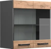 Vicco Küchenglasschrank R-Line, 60 cm, Goldkraft Eiche/Anthrazit