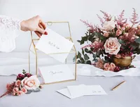 Kartenbox Hochzeit 21cm Glas transparent / gold