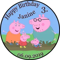 Tortenaufleger Fototorte Tortenbild Kindergeburtstag Peppa Wutz PW01 (Zuckerpapier) Rund 14 cm Ø