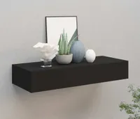 vidaXL Wandregal mit Schublade Schwarz 60x23,5x10 cm MDF