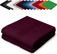 DOPPELPACK Saunatücher XXL 100x200 cm Saunalaken Strandtücher Saunahandtücher 100% Baumwolle Badelaken, Farbe: Brombeere