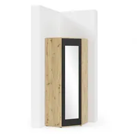 Eckschrank "Modulo", Kleiderschrank mit Spiegel, Eiche Artisan/Schwarz Matt
