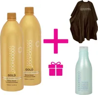Brasilianisches Keratin Gold 1000ml + Reinigungs Shampoo 400ml + Hilfsmittel für die Anwendung COCOCHOCO