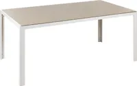 BELIANI Gartentisch Beige und Weiß Aluminium mit Glasplatte Hartglas 160 x 90 cm Rechteckig Modern Outdoor Terrasse Ausstattung