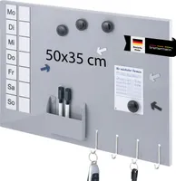 bremermann Magnettafel aus Metall, beschreibbar, viel Zubehör, hellgrau lackiert