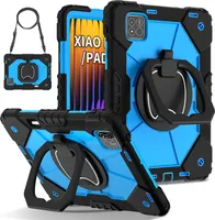 Pouzdro pro Xiaomi Pad 7 / Pad 7 Pro odolné přenosné ochranné pouzdro se stojánkem, ručním popruhem a ramenním popruhem černé modré