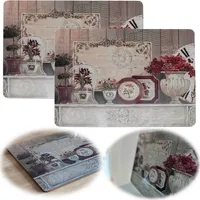 LS-LebenStil 2x Kork Tischset Platzset Vintage Blumen 40x30cm abwaschbar Platzmatte Placemate Tisch Untersetzer Unterlage Teller Geschirr Vasen