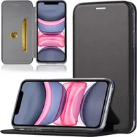 Handy Schutz Hülle für Apple iPhone 11 Handytasche mit Magnetdeckel Kartenfach und Standfunktion Klapphülle Etui Cover Schwarz