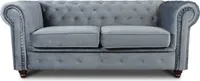 Sofa Chesterfield Asti 2-Sitzer, Couchgarnitur 2-er, Sofagarnitur, Couch mit Holzfüße, Polstersofa - Glamour Design, Velours (Grau (Velvet 10))