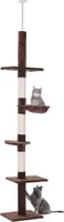 PawHut Kratzbaum Deckenhoch höhenverstellbar, stabiler Katzenbaum mit Sisalsäulen, Katzen Kletterbaum, Braun, 40 x 34 x 230-260 cm