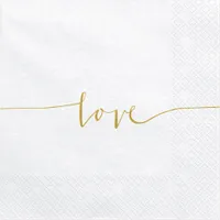 Serwetki Love złote 33x33cm 20szt