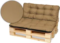 Superkissen24. Palettenkissen Palettenauflagen Sitzkissen - 120x80 cm und Rückenlehne 120x50 cm - Outdoor und Indoor - Beige