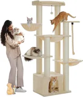 PurpurRain Kratzbaum Extra-Dick Stämme XXL Stabil für Grosse Katzen, 114/170 cm