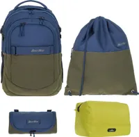 Schulrucksack Jungen 4 Teile Set Bestway Evolution Packer Rucksack Schultasche Laptopfach 40177-0626 Sportbeutel, Mäppchen und Kulturtasche Color Block Oliv Blau +rsmk