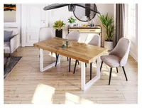 Furneo | Großer ausziehbarer Tisch, Klapptisch Esstisch, Loft Tisch, Esstisch, 90x180 cm, ausziehbar auf 280 cm, Eiche Wotan, mit weißen Beinen