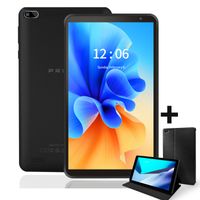 PRITOM P7 PLUS 7 Zoll Android Tablet PC 32GB ROM Android 11 Quad Core IPS HD Display WiFi Tablets mit Lederhülle Hülle (Schwarz)