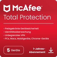 McAfee Total Protection 2024 - 5 Geräte - 1 Jahr (Lizenz per Email)