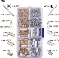 Pferdeschnalle Karabinerverschlüsse Verlängerungskettenset DIY Schmuckherstellung Teilkoffer Kit-3#