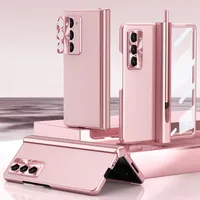 Pouzdro na Samsung Galaxy Z Fold 5 magnetická ochrana pantu s držákem na pero, ochranné pouzdro s fólií na objektiv a displej Růžový