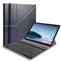 Wiederaufladbare schlanke kabellose Tastatur mit Lederabdeckständer, tragbare / ultradünne kabellose Bluetooth 3.0-Tastatur, geeignet für IBM PC / MAC / Laptop / iOS iPad / Android / iPhone-Schwarz
