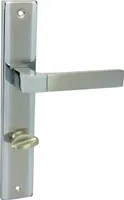 DOMINO Türgriff 78 Drückergarnitur WC - Badezimmer Set | Links & Rechts Türbeschlag für WC/Badezimmertüren | L-Form | Türbeschläge aus Aluminium |Chrom/Nickel Türdrückergarnitur| REAL M6/M9
