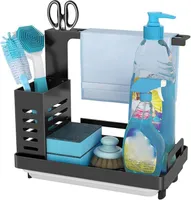 Spülbecken Caddy Organizer Schwarz Edelstahl Küchen Schwammhalter
