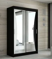 Schwebetürenschrank, 2-türig Schrank mit Spiegel! Moderne Garderobe für Kleidung. Verschiedene Farben (Weiß, Schwarz, Somona) Kleiderschrank NIKO 120 cm
