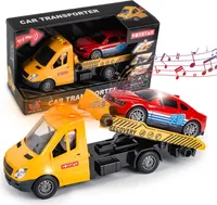Abschleppwagen Spielzeug mit Rennwagen Sound und Licht, Multifunktionaler Transporter LKW Push and Go Spielzeug Geschenk für Kinder