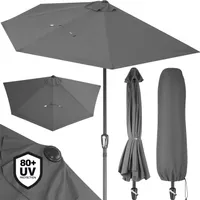 KINGSLEEVE® Sonnenschirm Halbrund 2,7m Abdeckung UV-Schutz 80+ Balkon Terrasse Halbschirm Terrassenschirm Balkonschirm Halbrundschirm Anthrazit Grau