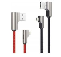 AUKEY CB-AL01 2 ks sada nabíjacích káblov pre IPhone USB nylonový kábel - Lightning, 2 m, 2 ks, 90-stupňová zástrčka, certifikát Apple MFi