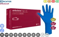 Einweghandschuhe Latex Puderfrei 50 Stück Ambulance HIGH RISK A50 Premium Stark 30 cm, Größe:L - 50 Stück