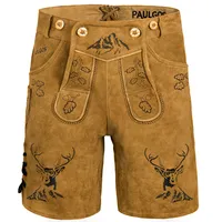 PAULGOS Herren Trachten Lederhose Kurz - HK4 - Echtes Leder - in 3 Farben erhältlich - Größe 44 - 60