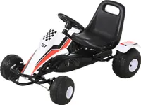 HOMCOM Go Kart Pojazd dla dzieci Samochód na pedały Hamulce Regulowane siedzenie Zabawka dla dzieci 3-6 lat Stalowy Biały 104 x 66 x 57 cm