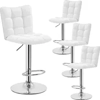 4Er Set Barhocker Barstühle 360°Drehbar Küchenstühle Mit Rückenlehne Und Fußstütze, Barstuhl PolyurethanKunstleder Sitzhöhe 62,5 Cm - 83 Cm Für Die Küche/Bar/Salon, Höhenverstellbar Weiß – Weiß / 4