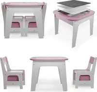 Juskys Kindersitzgruppe Milou - Set mit 2 Stühlen, Tisch & Stauraum - Holz - Rosa
