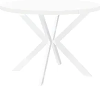 Runder Ausziehbarer Tisch für Esszimmer, ENDO, mit Metallbeinen, Loft-Stil, Industriel, Durchmesser: 120 / 220 cm, Farbe: Weiß