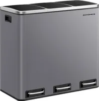 Mülleimer Küche, 3 x 18 L, Mülltrennsystem 3 Fächer, Abfalleimer