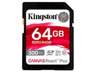 Kingston 64GB Canvas React Plus SDXC UHS-II 300R/260W U3 V90 for Full HD/4K/8K - Extended Capacity SD (SDXC)