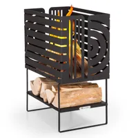 Blumfeldt Feuerschale, Outdoor Stahl-Feuerkorb Groß für den Garten, Balkon & Camping, Tragbare Feuerschale 54 cm, Robuste Feuerschalen mit Standfuß, Wetterfeste Feuerschale, Rechteckige Feuerstelle
