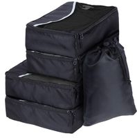 SWISSONA 5 Packwürfel im Set in 3 unterschiedlichen Größen, robust & langlebig, schwarz, Packing Cubes Verpackungswürfel, Packtaschen, Kleidertasche, Kofferorganizer
