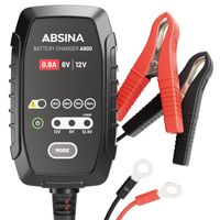 ABSINA Ladegerät für Motorradbatterie - Erhaltungsladegerät vollautomatisch für 6V & 12V Blei Batterie bis 26Ah / 12,8V Lithium