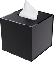 JiaWei Taschentuchbox Kosmetiktuchspender mit Magnetdeckel und UV-Kante Aufbewahrung 1er Faltbar Recycelbar Quadrat Schwarz L
