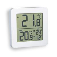 Fackelmann Thermometer Tecno, hochwertiger Thermo-Hygrometer aus Kunststoff, Überwachung der Innen- und Außentemperatur, Außen und Innenthermometer mit Kabelfühler (Farbe: Weiß)