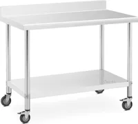 Royal Catering nerezový stůl s kolečky - PREMIUM - 60 x 120 cm - 158 kg - stojan -