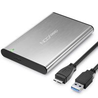 deleyCON SSD Festplattengehäuse USB 3.0 für 2,5“ Zoll SATA 3 SSD / HDD / 7mm / 9,5mm SATA III Festplatten Externes Gehäuse UASP [Silber Aluminium]