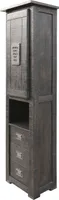 Hochschrank - Grau - Mangoholz massiv - B 50 cm - 1 Tür - 3 Schubladen